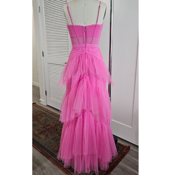BCBGMAXAZRIA Pink Corset Tulle Evening Gown in size 4 - Picture 4 of 10